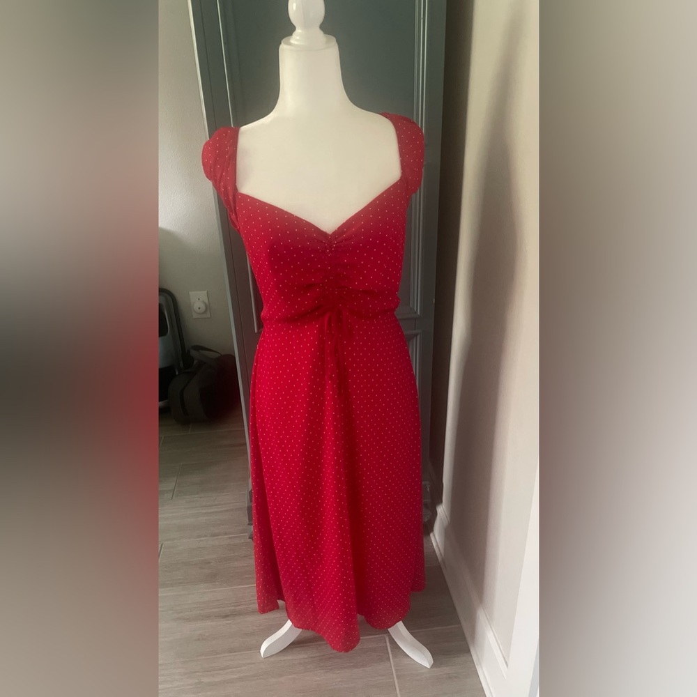 Nordstrom Rack Red Polka Dot Midi Dress- NWOT